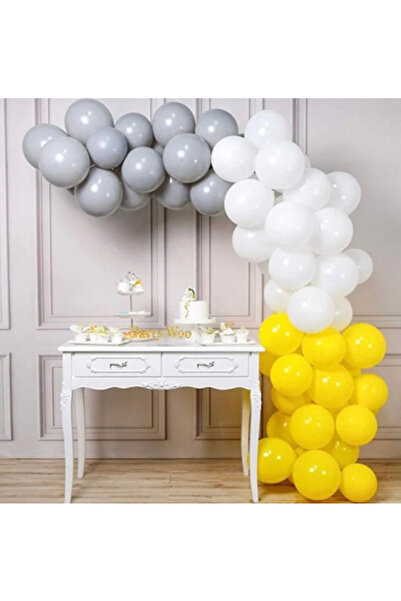 Partihane Gray White Yellow Balloon Chain Set - 2.5 Meters
