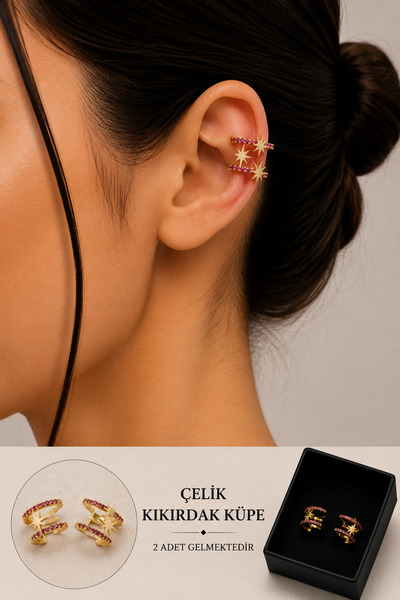 Jack Ferrero Zircon Stone Detailed Cartilage Earring/Earcuff/Conch (No Pierci...