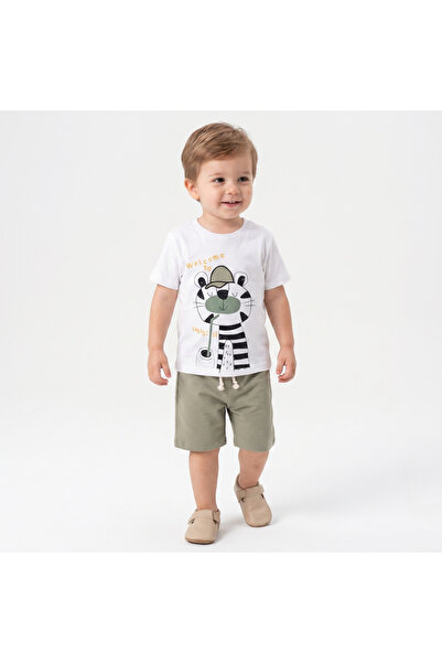 Bolly Baby Animals Printed Short Sleeve T-Shirt Shorts Combed Cotton Bottom T...