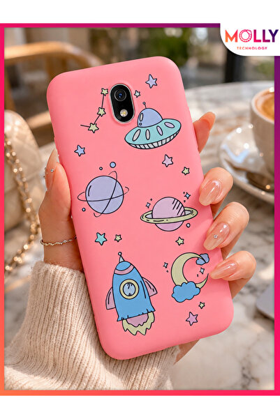 Molly REDMİ 8A İçin Space Pink Desenli Mat Silikon Kılıf