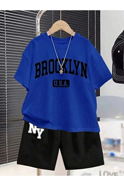 NC Nicee Clothes Summer Children's T-Shirt Shorts Unisex (Broklyn Usa Black P...