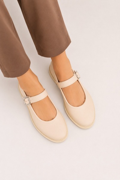 Ramer Pantofi balerină bej pentru femei Luna – Eleganță casuală cu cataramă