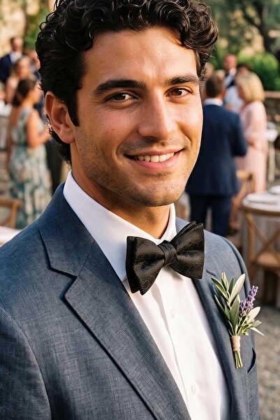 Kravatkolik Black Motif Silk Bow Tie Sb240