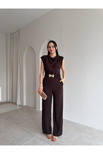 Mooi Butik Morris Belted Jumpsuit 4207 - Bitter Brown
