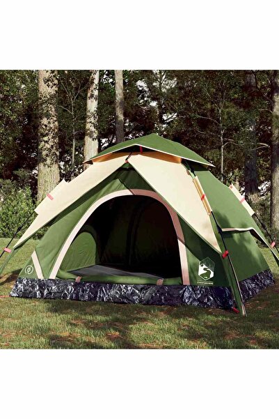 vidaxl Cort de camping cupola 3 persoane, setare rapida, verde