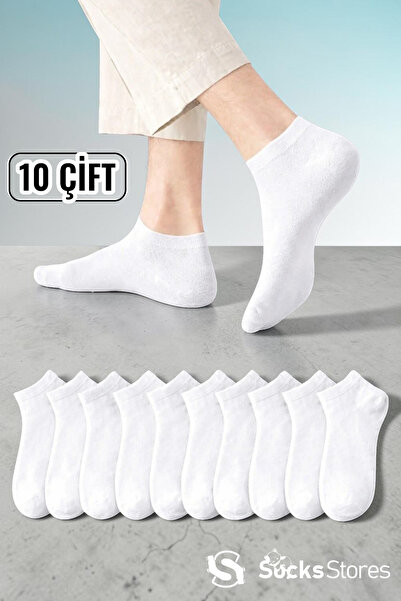 Socks Stores 10 Pairs of Cotton White Bootie Socks – Men's & Women's Ankle-Le...