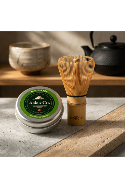 Asia&Co. Premium Matcha Tozu & Morchi Bambu Chasen Çırpıcı 2’li Set