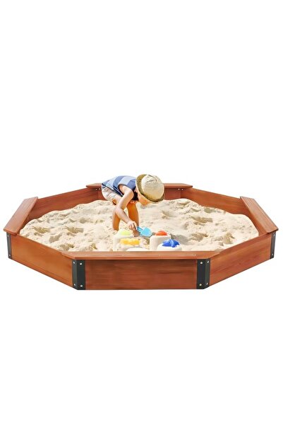 GINGER HOME Large children's sandbox Octagon made of wood with waterproof cov...