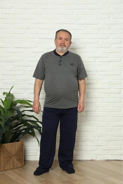AKASYA TEKSTİL Battal Boy Erkek Penye Pijama Takımı – Kısa Kollu Rahat Kalıp