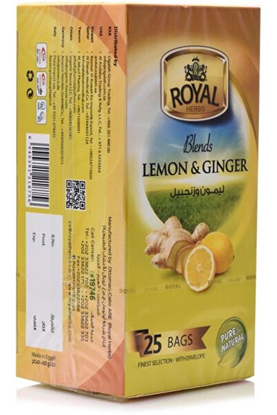 Royal أكياس شاي أعشاب مخلوطة بالليمون والزنجبيل 25 كيس