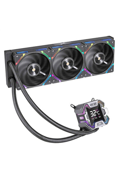 1stPlayer Cooler Procesor 1stPlayer® X-Starship 360E-bk, display IPS de 2,4 i...