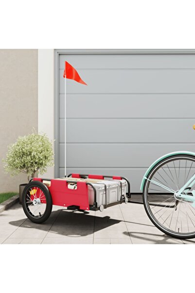 vidaxl Bicycle trailer, red, oxford fabric and iron