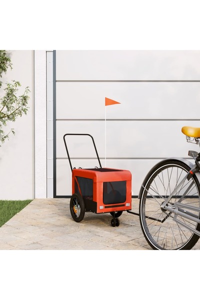 vidaxl Remorcă bicicletă animale companie portocaliu/negru oxford/fier