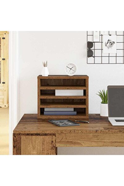 vidaxl Desk Organizer Old Wood 36 x 26 x 29.5 cm Composite Wood