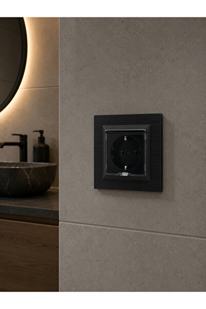 Ovivo Electric OVİVO QUANTUM ANTRASİT KAPAKLI TOPRAKLI PRİZ