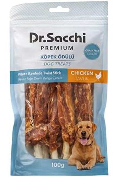 Nzr beautestore Dr.Sacchi Premium Tavuklu Beyaz Sığır Derisi Çubuk Tahılsız Köpek Ödülü 5" 20 Gr 5'l