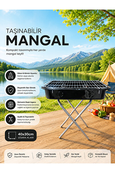 HopeWay Home Katlanabilir Kamp Mangalı Portatif Taşınabilir Piknik Barbekü - ...