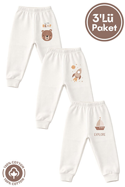 Baby Boy Combed Cotton 100% Cotton Explore Printed 6-18 Months Cuffed Baby Pants 3pcs Single Pants