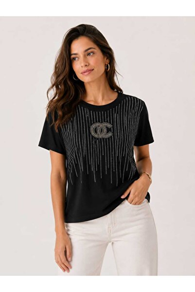 LOVE YUVARLAK YAKA TAŞLI T-SHIRT