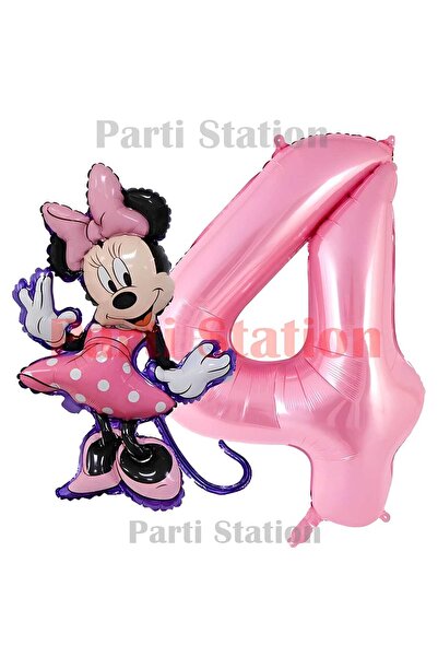 Baloncuu Minnie Mause Balon Konsept Balon Set Minnie ve Pembe Rakam Balon Doğ...