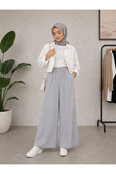 intimateunderwear Women's Elastic Waist Pocketed Loose-Leg Tunic Pants