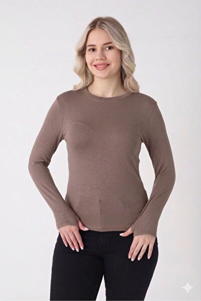 Altınay 3 Pieces Women's Fingerless Long Sleeve Basic Bodysuit Cotton Lycra