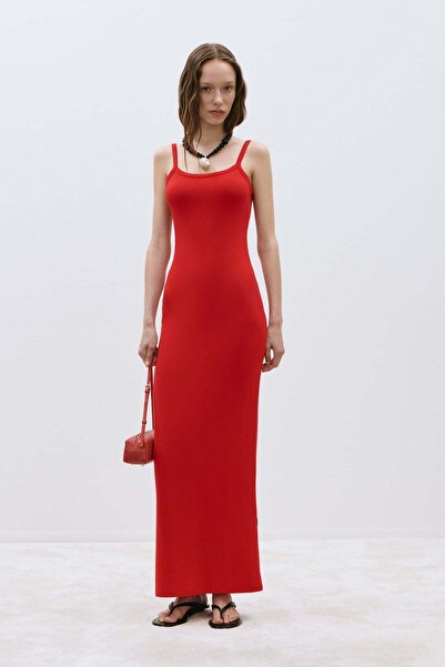 Suud Collection Red Rae Strap Basic Dress