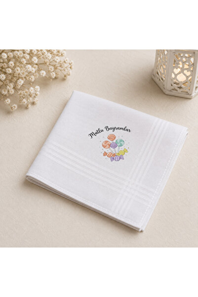 ASPA 1 Adet Bayram Baskılı Pamuklu Mendil 28x28 Cm Hediyelik Bayrama Özel Tek...