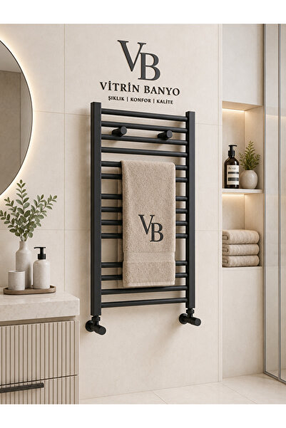 vb vitrinbanyo Dekoratif Havlupan Radyatör Banyo Isıtıcısı – Antik Siyah Krom...