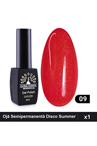 global fashion Ojă Semipermanentă Disco Summer 09 8ml, Manichiură UV/LED, Set...