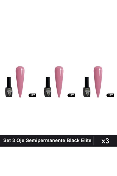 global fashion Set 3 Oje Semipermanente Black Elite 8ml, Manichiura UV/LED,