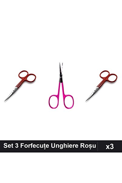 One Group Set 3 Forfecuțe și Unghieră Clește Roșu, Manichiură Profesională