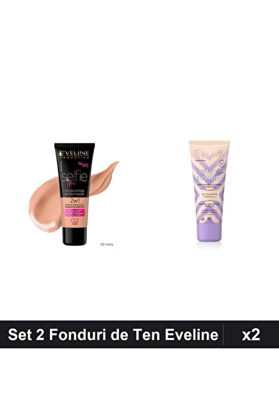 Eveline Set 2 Fonduri de Ten Cosmetics, Nuante Ivory și Light-Beige, 30ml