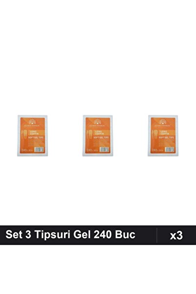 global fashion Set 3 Tipsuri Gel 240 Bucăți, 12 Mărimi, Formă Pătrat Înguștat...
