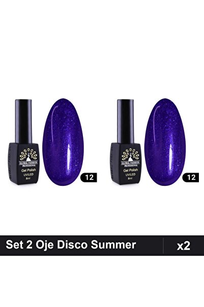global fashion Set 2 Oje Semipermanente Disco Summer 8ml, Manichiura UV/LED, ...