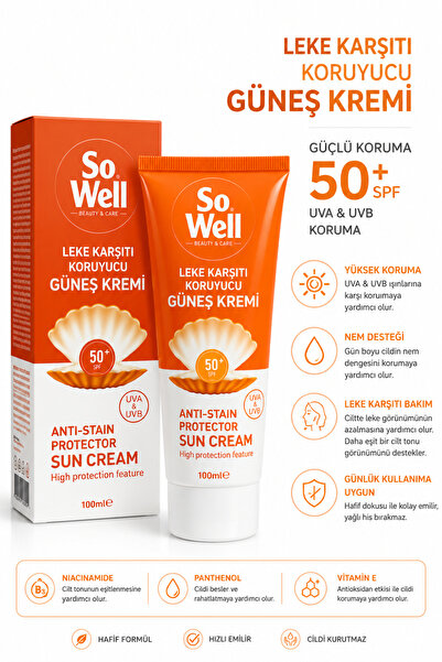Sowell Leke Karşıtı Güneş Kremi 100 ml SPF 50+ – UVA & UVB Koruyucu Nemlendir...