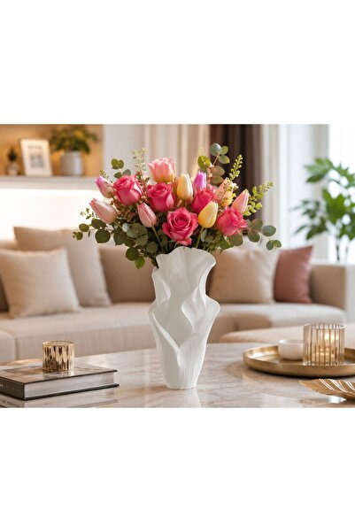 TIGEA Accessories Vază decorativă 3D SINUS de 20CM pentru hol/sufragerie