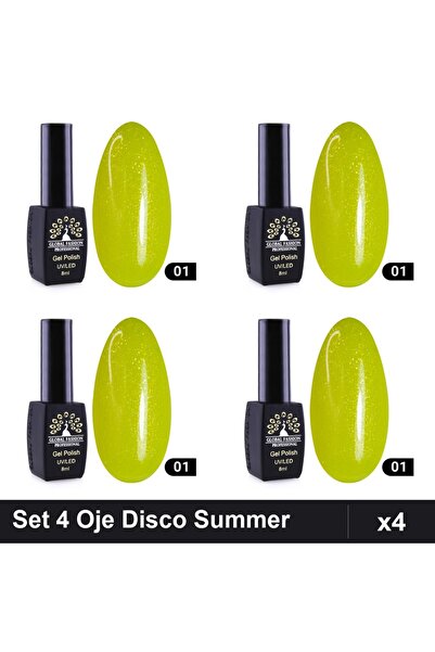 global fashion Set 4 Oje Semipermanente Disco Summer 01, 8ml, Manichiura UV/LED