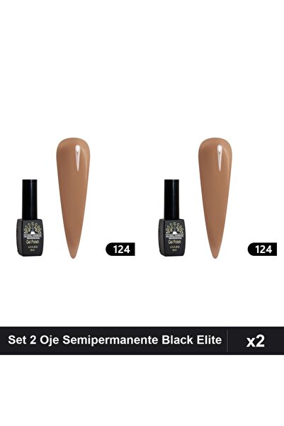 global fashion Set 2 Oje Semipermanente Black Elite 8ml, Manichiura UV/LED,