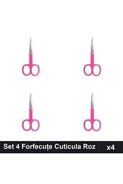 One Group Set 4 Forfecuțe Profesionale Cuticula Roz, Clești Unghiere Manichiura