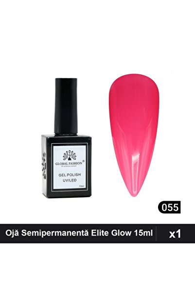 global fashion Ojă Semipermanentă Elite Glow 15ml, Nuanță 055, Gel Polish UV/LED
