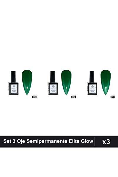global fashion Set 3 Oje Semipermanente Elite Glow 15ml, Gel Polish UV/LED