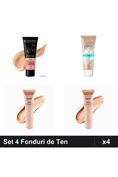 Eveline Set 4 Fonduri de Ten & Ruby Rose, Nuante 01-02, Makeup 30ml