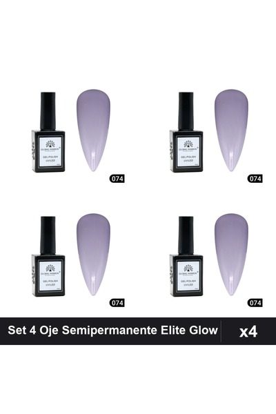 global fashion Set 4 Oje Semipermanente Elite Glow 15ml, Gel Polish UV/LED 074
