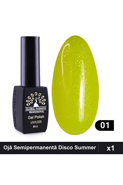 global fashion Ojă Semipermanentă Disco Summer 01, 8ml, Manichiură UV/LED, Fi...