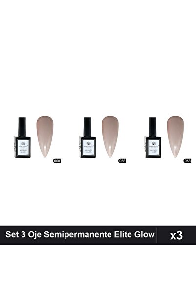 global fashion Set 3 Oje Semipermanente Elite Glow 15ml, Gel Polish UV/LED