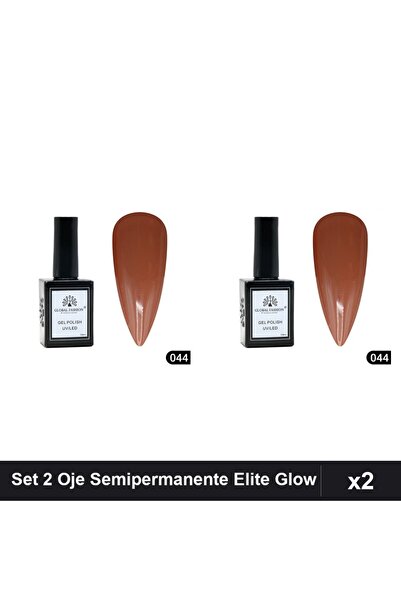 global fashion Set 2 Oje Semipermanente Elite Glow 15ml, Gel Polish 044, Mani...