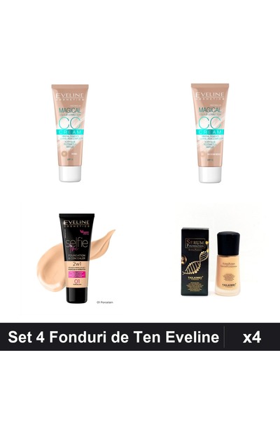 Eveline Set 4 Fonduri de Ten CCC Magical și Selfie Time, Nuante Bej, SPF 15