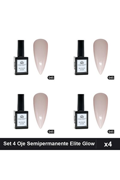 global fashion Set 4 Oje Semipermanente Elite Glow 15ml, Gel Polish UV/LED