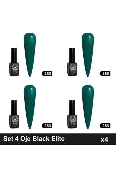 global fashion Set 4 Oje Semipermanente Black Elite 8ml, Manichiura UV/LED Pr...